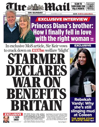 The Mail on Sunday Newspaper Front Page (UK) for 24 November 2024