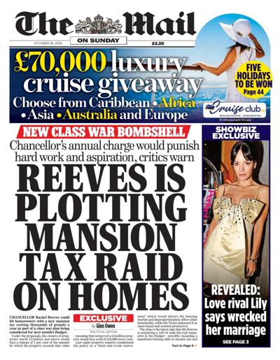 The Mail on Sunday Newspaper Front Page (UK) for 26 October 2025