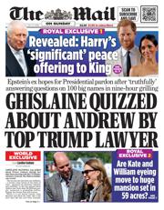 The Mail on Sunday front page for 27 July 2025