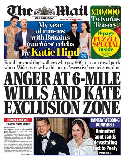 The Mail on Sunday Newspaper Front Page (UK) for 28 December 2025