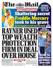 The Mail on Sunday front page for 31 August 2025