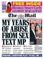 The Mail on Sunday (UK) Newspaper Front Page for 3 January 2016