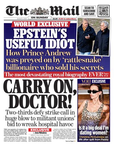 The Mail on Sunday Newspaper Front Page (UK) for 3 August 2025