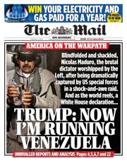The Mail on Sunday front page for 4 January 2026