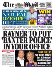 The Mail on Sunday front page for 6 July 2025