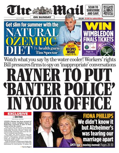 The Mail on Sunday Newspaper Front Page (UK) for 6 July 2025