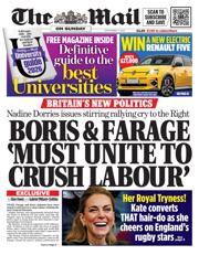 The Mail on Sunday front page for 7 September 2025