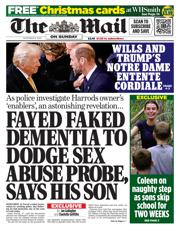 The Mail on Sunday front page for 8 December 2024