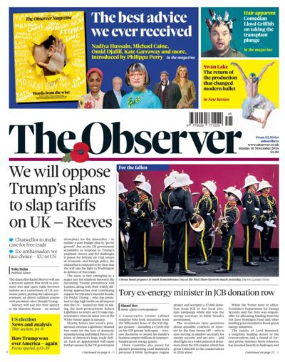 The Observer Newspaper Front Page (UK) for 10 November 2024