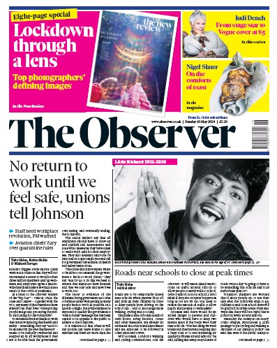 The Observer Newspaper Front Page (UK) for 10 May 2020