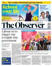 The Observer (UK) Newspaper Front Page for 13 January 2019