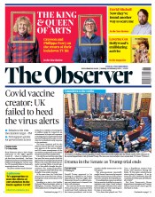 The Observer (UK) Newspaper Front Page for 14 February 2021