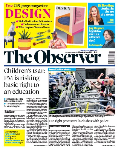 The Observer Newspaper Front Page (UK) for 14 June 2020