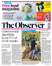 The Observer (UK) Newspaper Front Page for 16 August 2020