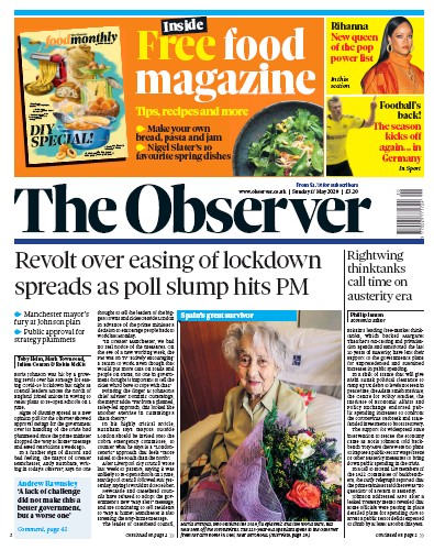 The Observer Newspaper Front Page (UK) for 17 May 2020