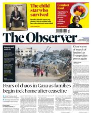 The Observer front page for 19 January 2025