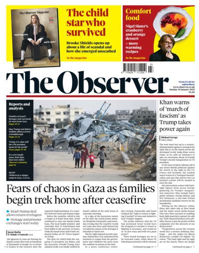 The Observer Newspaper Front Page (UK) for 19 January 2025