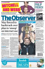 The Observer (UK) Newspaper Front Page for 1 November 2015