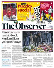 The Observer front page for 22 December 2024