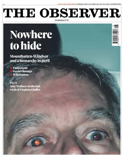 The Observer Newspaper Front Page (UK) for 22 February 2026