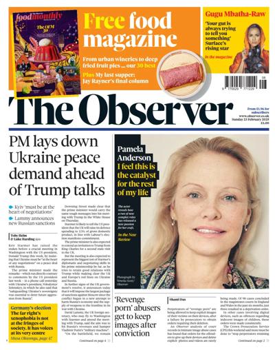 The Observer Newspaper Front Page (UK) for 23 February 2025