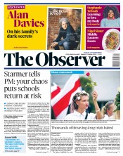 The Observer (UK) Newspaper Front Page for 23 August 2020