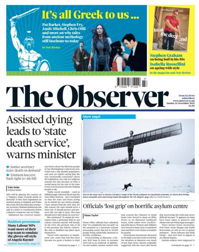 The Observer Newspaper Front Page (UK) for 24 November 2024