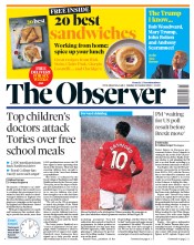 The Observer (UK) Newspaper Front Page for 25 October 2020