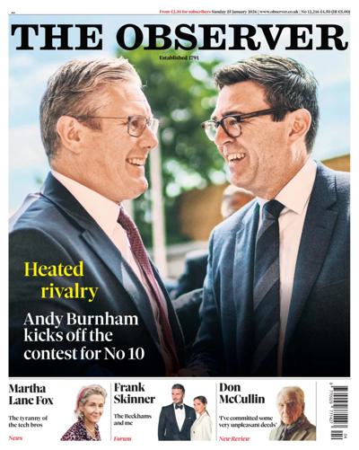 The Observer Newspaper Front Page (UK) for 25 January 2026