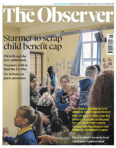 The Observer Newspaper Front Page (UK) for 25 May 2025