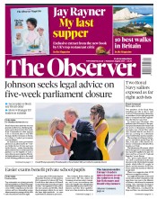 The Observer (UK) Newspaper Front Page for 25 August 2019