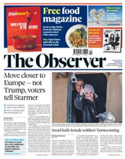 The Observer front page for 26 January 2025