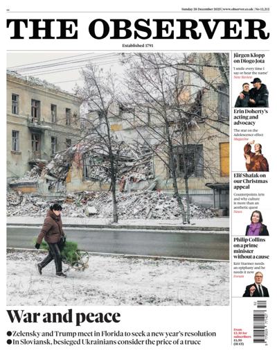 The Observer Newspaper Front Page (UK) for 28 December 2025