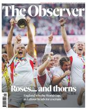 The Observer front page for 28 September 2025