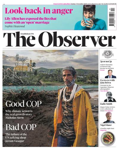 The Observer Newspaper Front Page (UK) for 2 November 2025