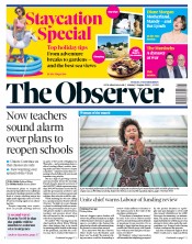 The Observer (UK) Newspaper Front Page for 2 August 2020