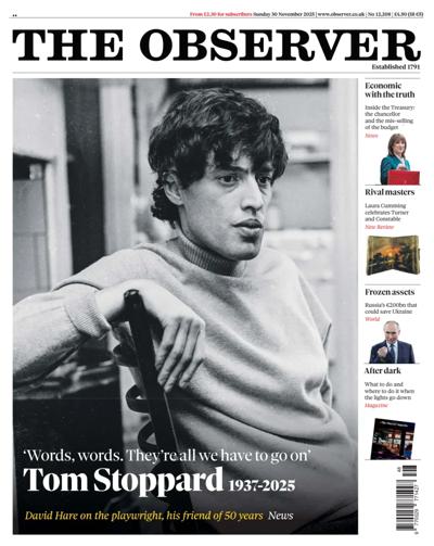 The Observer Newspaper Front Page (UK) for 30 November 2025