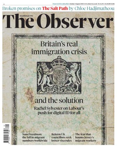 The Observer Newspaper Front Page (UK) for 3 August 2025