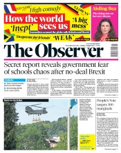 The Observer (UK) Newspaper Front Page for 4 August 2019