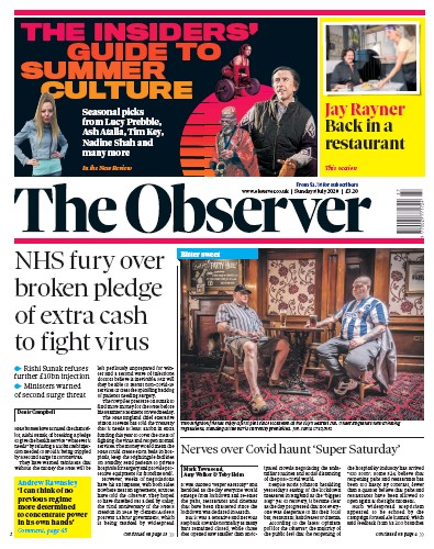 The Observer Newspaper Front Page (UK) for 5 July 2020