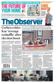 The Observer (UK) Newspaper Front Page for 6 December 2015