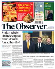 The Observer front page for 8 December 2024