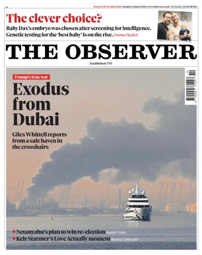 The Observer Newspaper Front Page (UK) for 8 March 2026