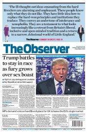 The Observer (UK) Newspaper Front Page for 9 October 2016