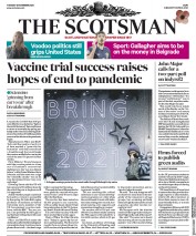 The Scotsman (UK) Newspaper Front Page for 10 November 2020