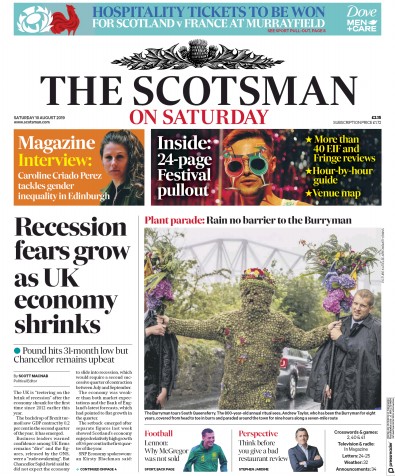 The Scotsman Newspaper Front Page (UK) for 10 August 2019