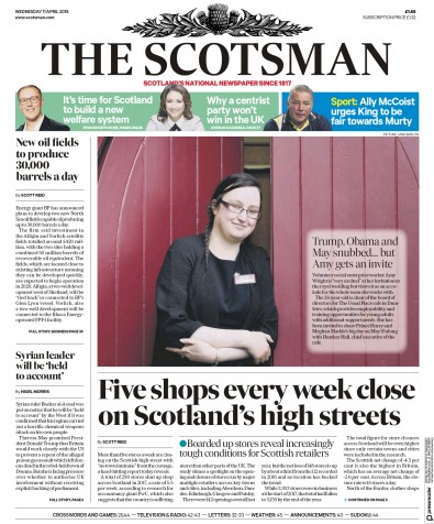 The Scotsman Newspaper Front Page (UK) for 11 April 2018