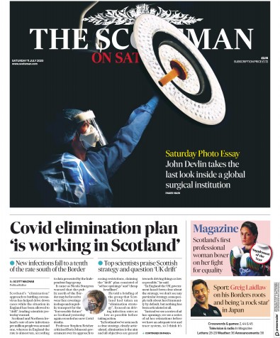 The Scotsman Newspaper Front Page (UK) for 11 July 2020