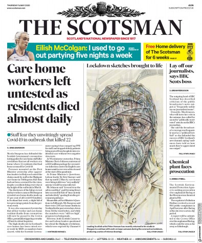 The Scotsman Newspaper Front Page (UK) for 14 May 2020