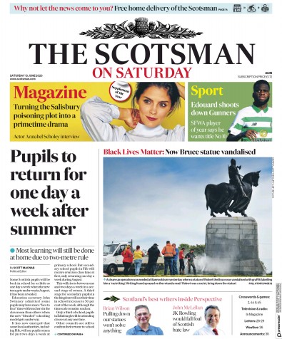 The Scotsman Newspaper Front Page (UK) for 15 June 2020